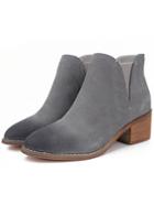 Romwe Grey Pointy Brush Chunky Boots
