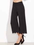 Romwe Scalloped Hem Crop Wide Leg Pants