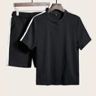 Romwe Guys Side Stripe Tee With Shorts
