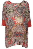 Romwe Feather Print Batwing Over-sized Blouse