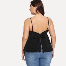 Romwe Plus Bow Tie Back Split Cami Top