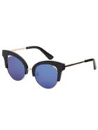 Romwe Black Frame Blue Cat Eye Lenses Sunglasses