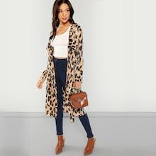 Romwe Leopard Print Open Front Coat