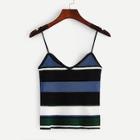 Romwe Color-block Rib-knit Slim Fitted Cami Top