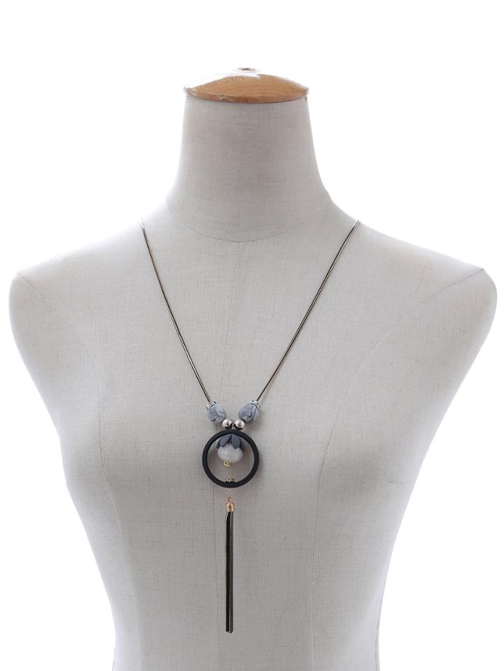 Romwe Tassel Pendant Necklace With Faux Pearl