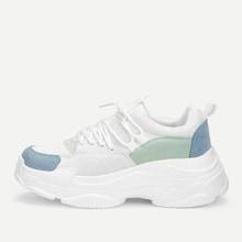 Romwe Contrast Lace-up Chunky Sneakers