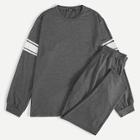 Romwe Guys Contrast Panel Pullover & Pants Pj Set