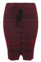 Romwe Elastic Waist Knit Red Pencil Skirt