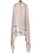 Romwe Light Purple Raw Edge Stripe Scarf