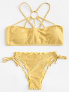 Romwe Ring Linked Strappy Bikini Set
