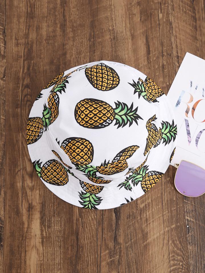 Romwe Pineapple Print Bucket Hat