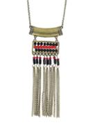 Romwe Ethnic Design Antique Gold Plated Long Tassel Beads Infinity Necklace
