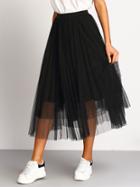 Romwe Black Mesh Pleated Elastic Waist Skirt