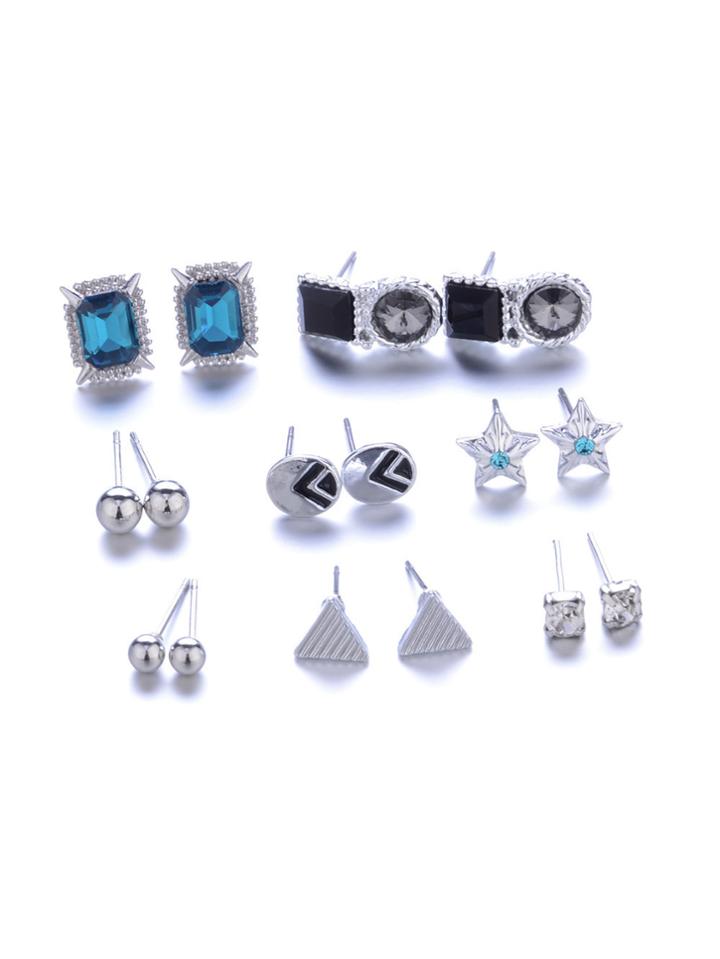 Romwe Star & Triangle Design Stud Earring Set