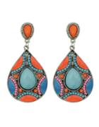Romwe Blue Women Drop Imitation Gemstone Earrings