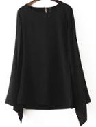 Romwe Black Split Sleeve Loose Cape Dress