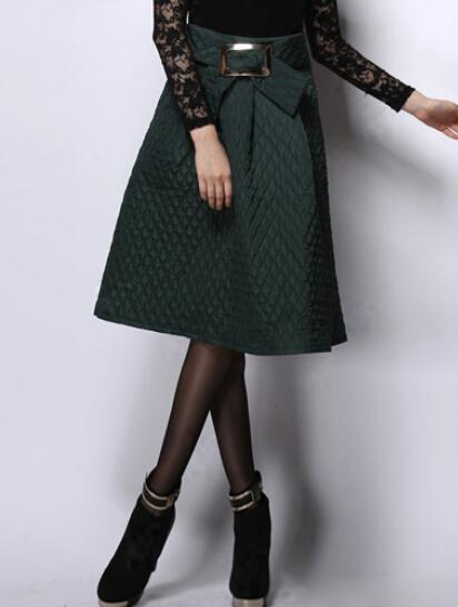 Romwe Sashes Embellished Green A-line Skirt