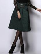 Romwe Sashes Embellished Green A-line Skirt