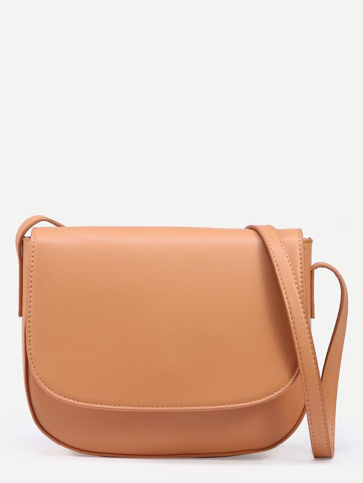 Romwe Camel Faux Leather Magnetic Closure Flap Bag