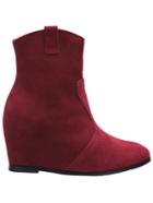 Romwe Burgundy Pointy Within Higher Boots