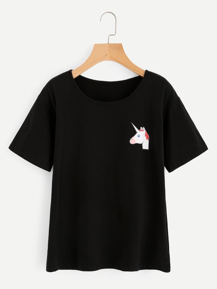 Romwe Drop Shoulder Graphic Tee