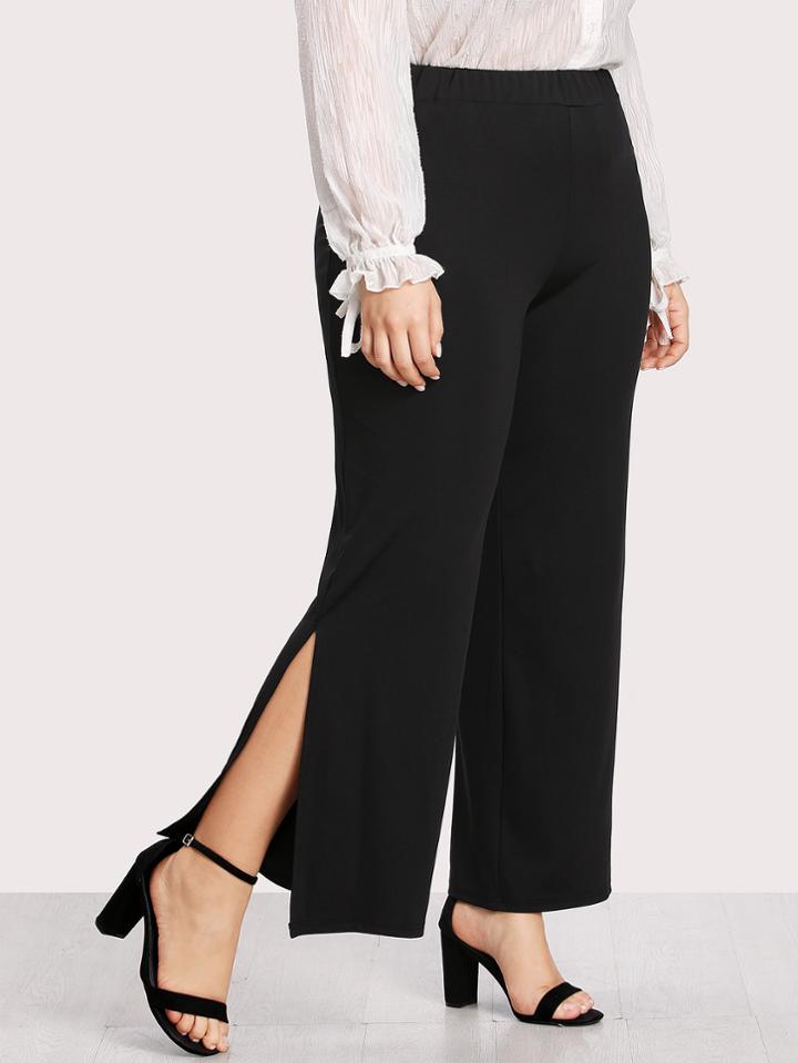 Romwe Split Side Wide Leg Pants