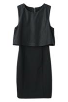 Romwe Romwe Pu Fake Two Piece Zippered Black Dress