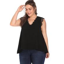 Romwe Plus Eyelash Lace Trim Top