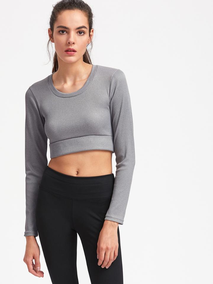 Romwe Active Crop Gym Tee