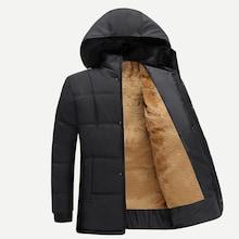 Romwe Men Velvet Lined Hooded Coat