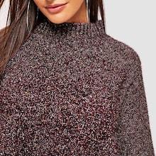 Romwe Mock Neck Crop Oversized Sweater