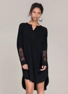 Romwe Black V Neck Lace Loose Blouse