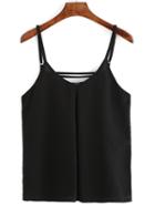 Romwe Spaghetti Strap Cut Out Chiffon Black Cami Top