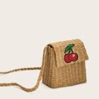 Romwe Cherry Decor Straw Crossbody Bag
