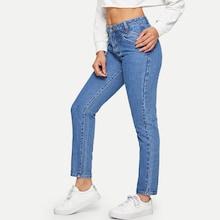 Romwe Slant Pocket Contrast Stitch Jeans