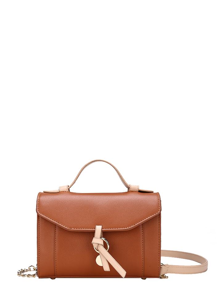 Romwe Knot Detail Pu Crossbody Bag
