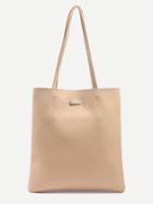 Romwe Apricot Pebbled Faux Leather Tote Bag