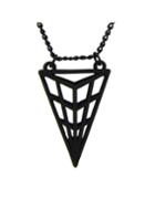 Romwe Black Triangle Pendant Long Necklace