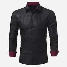 Romwe Men Contrast Trim Striped Shirt