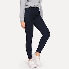 Romwe Solid Skinny Suede Pants