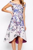 Romwe Off-shoulder Floral High Low Dress