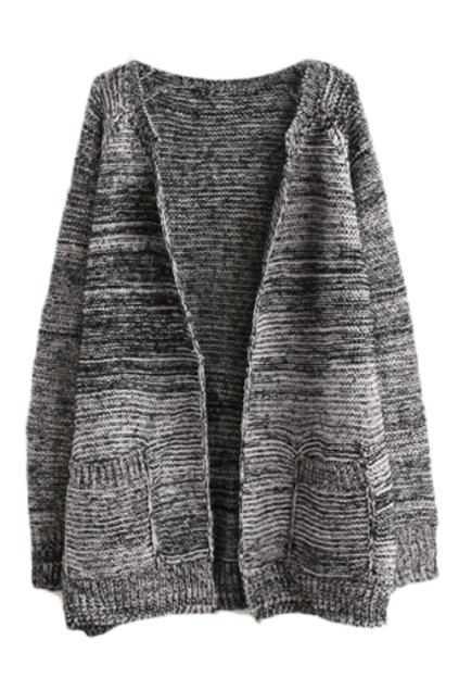 Romwe Fading Color Knitted Buttonless Loose Cardigan