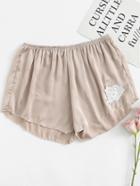 Romwe Crochet Patched Shorts