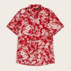 Romwe Guys Notched Button Up Floral Print Shirt