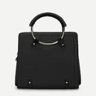 Romwe Plain Satchel Bag With Ring Handle