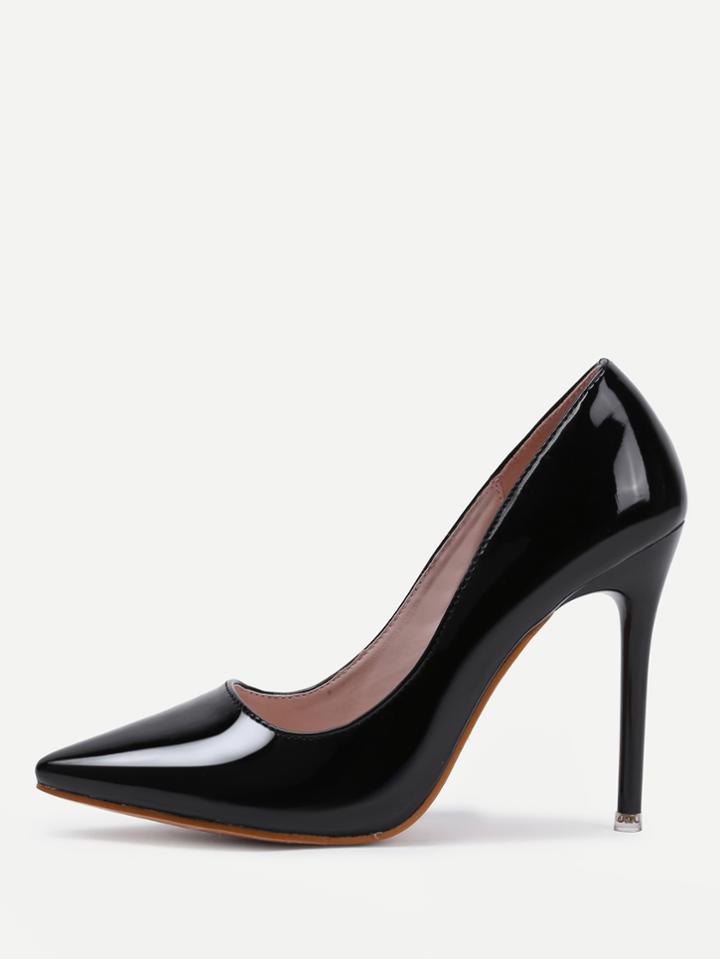 Romwe Pointed Toe Pu Stiletto Heels