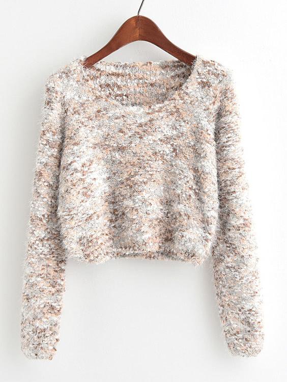 Romwe Space Dye Crop Jumper