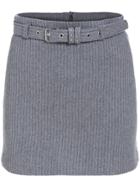 Romwe Belt Zipper Grey Skirt