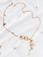 Romwe Gold Flower Embellished Chain Necklace
