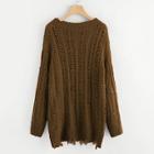 Romwe Plus Loose Knit Raw Cut Hem Jumper